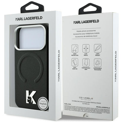 Θήκη MagSafe για Apple iPhone 18 Pro / 17 Pro, Karl Lagerfeld, Grained Embossed Ring, Μαύρη