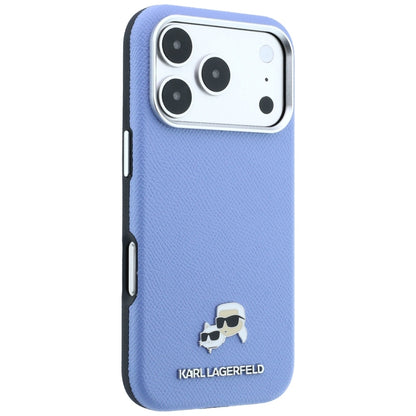 Θήκη MagSafe για Apple iPhone 18 Pro / 17 Pro, Karl Lagerfeld, Grained Karl & Choupette Head's Metal, Bleu