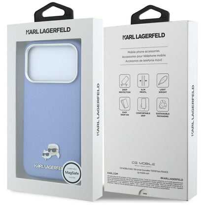 Θήκη MagSafe για Apple iPhone 18 Pro / 17 Pro, Karl Lagerfeld, Grained Karl & Choupette Head's Metal, Bleu