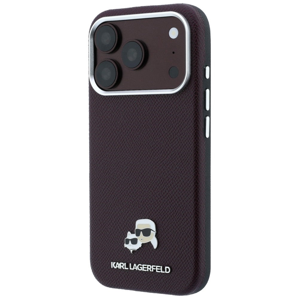 Θήκη MagSafe για Apple iPhone 18 Pro / 17 Pro, Karl Lagerfeld, Grained KC Heads, Βυσσινί