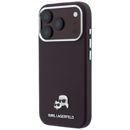 Θήκη MagSafe για Apple iPhone 18 Pro / 17 Pro, Karl Lagerfeld, Grained KC Heads, Βυσσινί