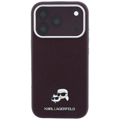 Θήκη MagSafe για Apple iPhone 18 Pro / 17 Pro, Karl Lagerfeld, Grained KC Heads, Βυσσινί
