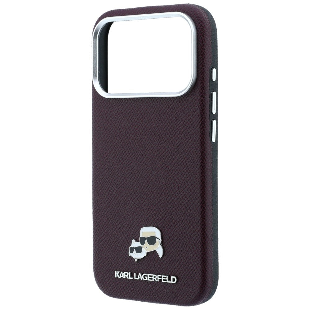 Θήκη MagSafe για Apple iPhone 18 Pro / 17 Pro, Karl Lagerfeld, Grained KC Heads, Βυσσινί