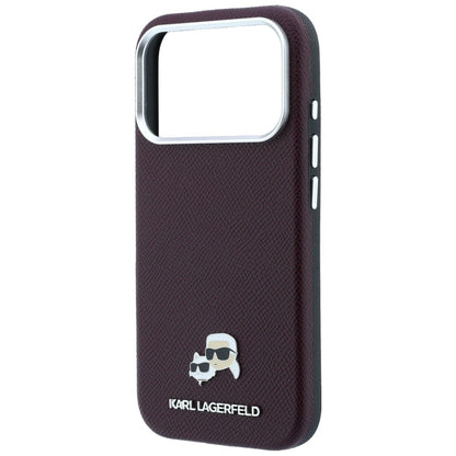 Θήκη MagSafe για Apple iPhone 18 Pro / 17 Pro, Karl Lagerfeld, Grained KC Heads, Βυσσινί