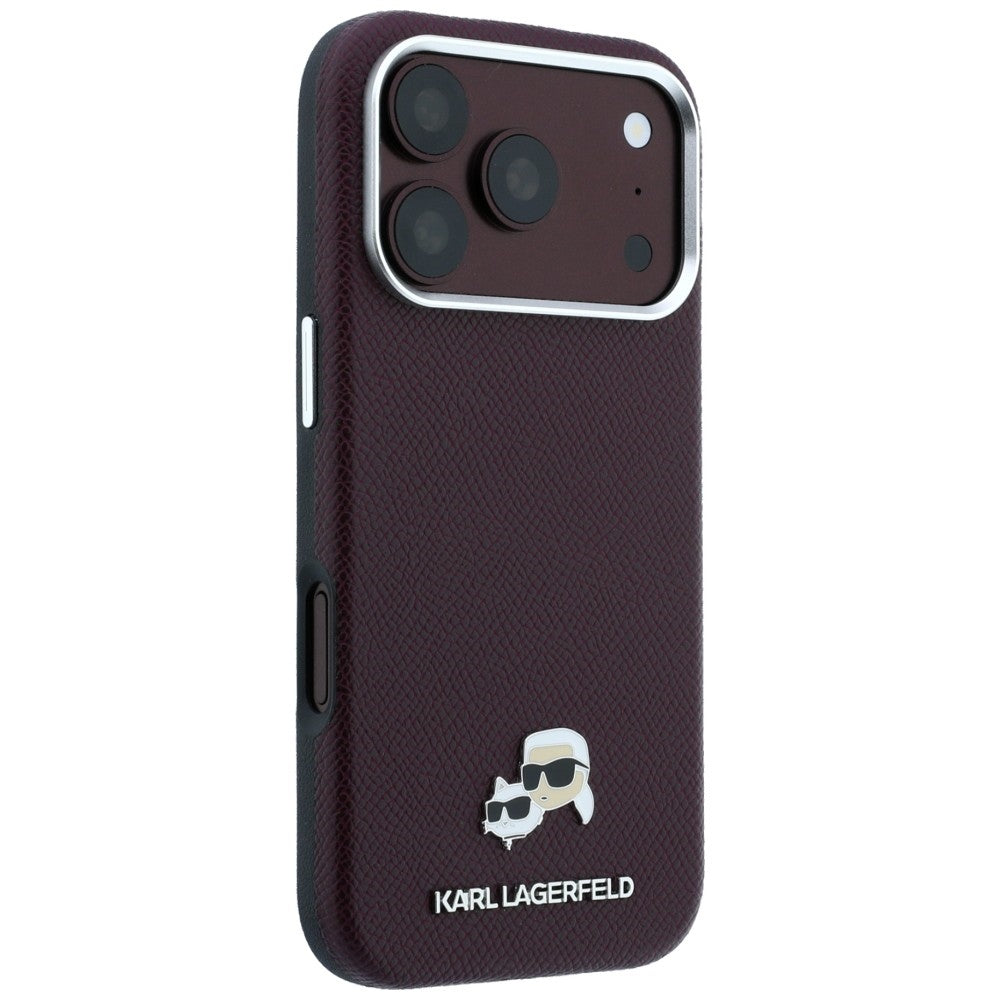 Θήκη MagSafe για Apple iPhone 18 Pro / 17 Pro, Karl Lagerfeld, Grained KC Heads, Βυσσινί