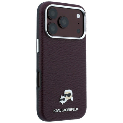 Θήκη MagSafe για Apple iPhone 18 Pro / 17 Pro, Karl Lagerfeld, Grained KC Heads, Βυσσινί