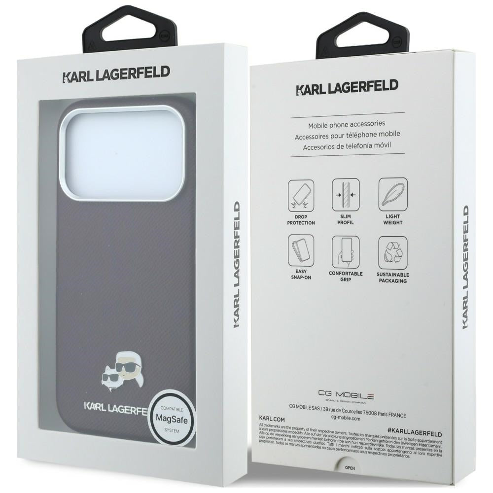 Θήκη MagSafe για Apple iPhone 18 Pro / 17 Pro, Karl Lagerfeld, Grained KC Heads, Βυσσινί