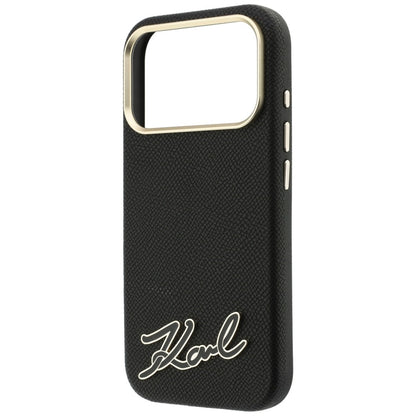 MagSafe Case for Apple iPhone 18 Pro / 17 Pro, Karl Lagerfeld, Grained Resin Sign Logo, Black