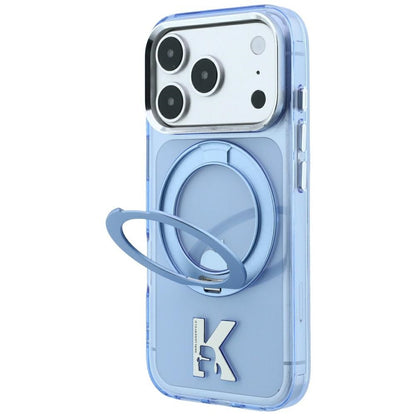 Θήκη MagSafe για Apple iPhone 18 Pro / 17 Pro, Karl Lagerfeld, IML Ring Stand Kameo Metal, Μπλε