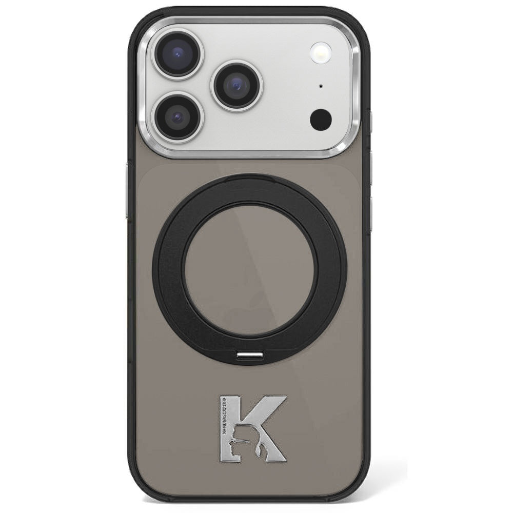 Θήκη MagSafe για Apple iPhone 18 Pro / 17 Pro, Karl Lagerfeld, IML Ring Stand Kameo Metal, Μαύρο