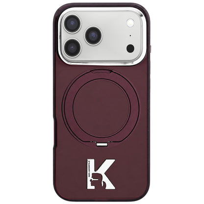 Θήκη MagSafe για Apple iPhone 18 Pro / 17 Pro, Karl Lagerfeld, IML Ring Stand Kameo Metal, Βυσσινί