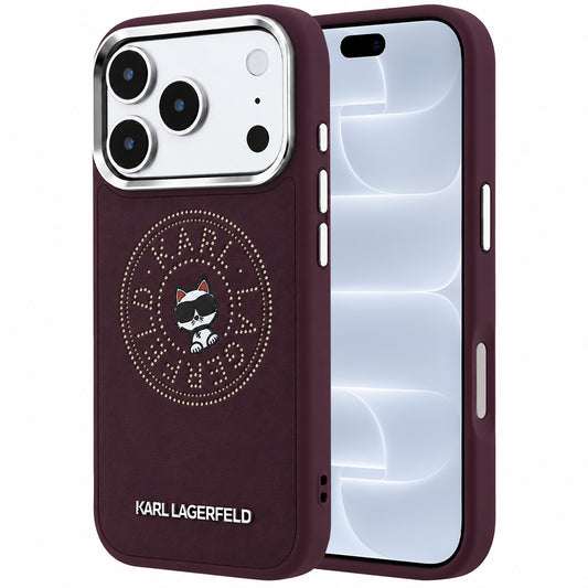 Θήκη MagSafe για Apple iPhone 18 Pro / 17 Pro, Karl Lagerfeld, Point and Choupette Sketch, Βυσσινί