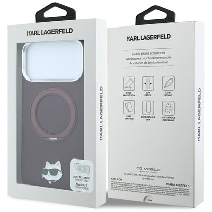 Θήκη MagSafe για Apple iPhone 18 Pro / 17 Pro, Karl Lagerfeld, Ring Stand 360 Choupette Pin, Βυσσινί