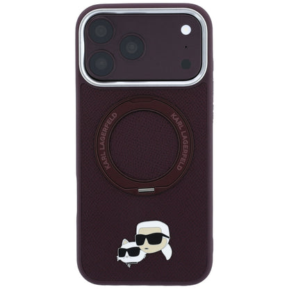Θήκη MagSafe για Apple iPhone 18 Pro / 17 Pro, Karl Lagerfeld, Ring Stand 360 Karl & Choupette Pin, Βυσσινί