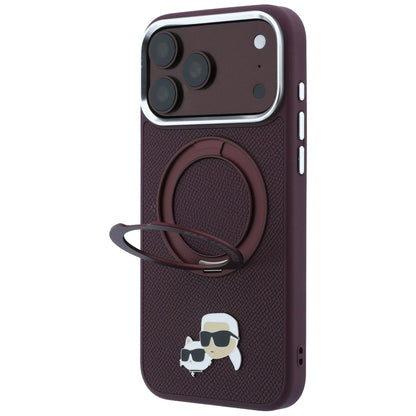 Θήκη MagSafe για Apple iPhone 18 Pro / 17 Pro, Karl Lagerfeld, Ring Stand 360 Karl & Choupette Pin, Βυσσινί