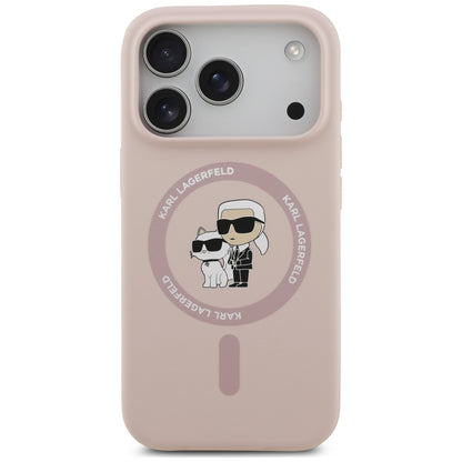 Θήκη MagSafe για Apple iPhone 18 Pro / 17 Pro, Karl Lagerfeld, Silicone Ring Karl & Choupette, Ροζ