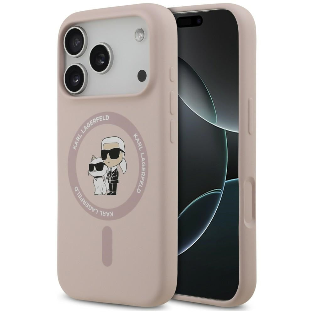 Θήκη MagSafe για Apple iPhone 18 Pro / 17 Pro, Karl Lagerfeld, Silicone Ring Karl & Choupette, Ροζ
