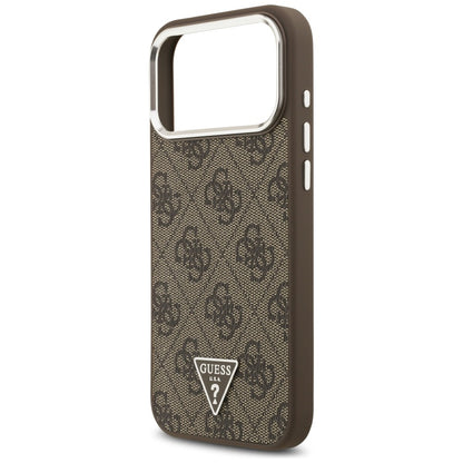 MagSafe Case for Apple iPhone 18 Pro Max / 17 Pro Max, Guess, 4G Triangle Logo, Silver Brown
