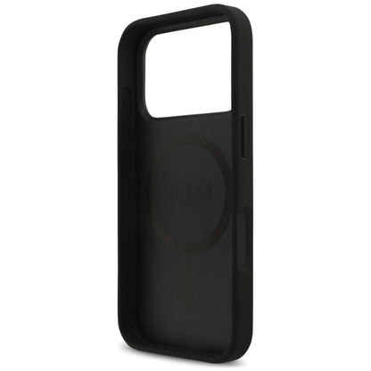 Θήκη MagSafe για Apple iPhone 18 Pro Max / 17 Pro Max, Guess, Croco Triangle Logo, Μαύρη