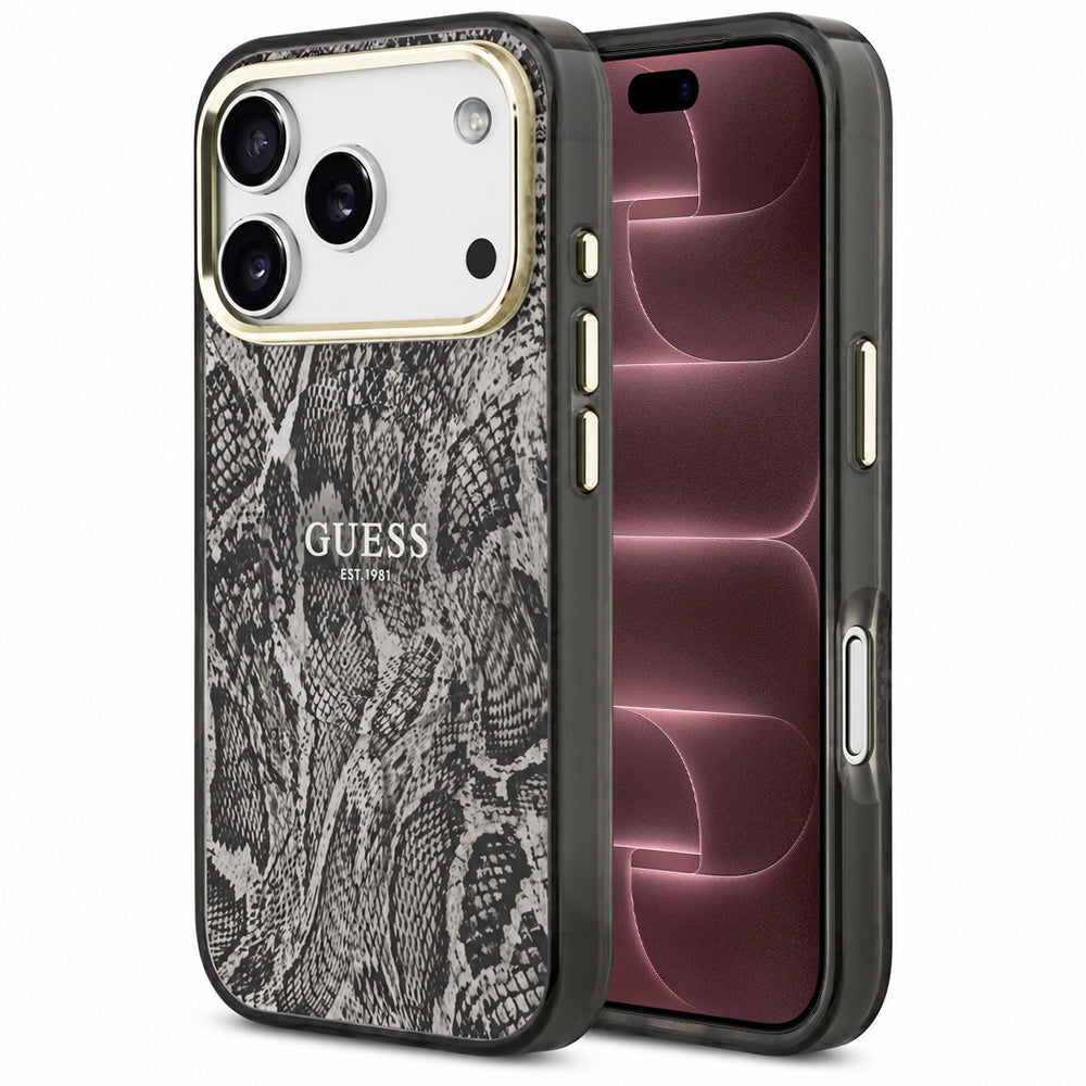 Θήκη MagSafe για Apple iPhone 18 Pro Max / 17 Pro Max, Guess, Python Pattern, Μαύρη