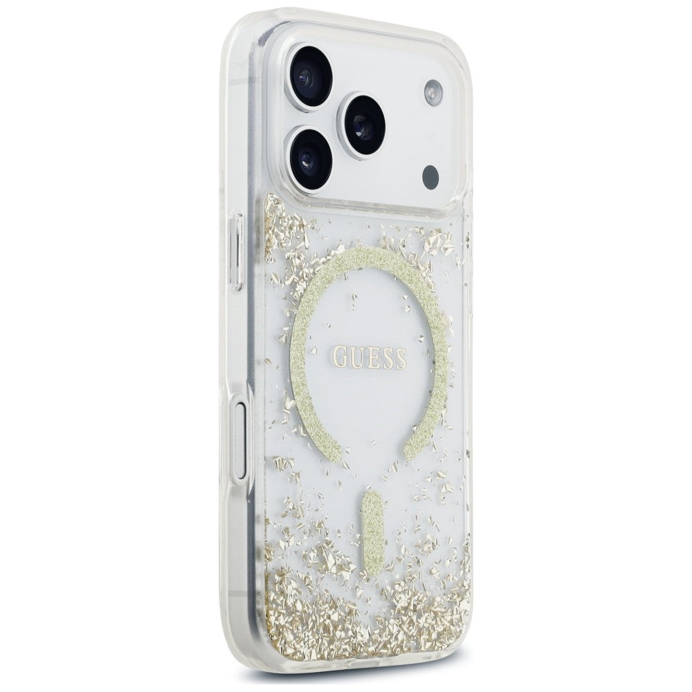 Θήκη MagSafe για Apple iPhone 18 Pro Max / 17 Pro Max, Guess, Glitter με ρητίνη στο κάτω μέρος, Χρυσή
