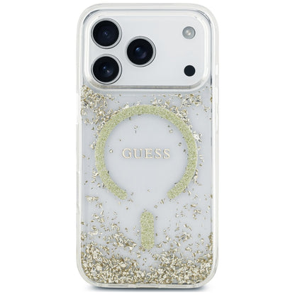 Θήκη MagSafe για Apple iPhone 18 Pro Max / 17 Pro Max, Guess, Glitter με ρητίνη στο κάτω μέρος, Χρυσή