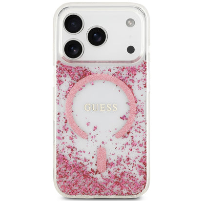 Θήκη MagSafe για Apple iPhone 18 Pro Max / 17 Pro Max, Guess, Glitter από ρητίνη στο κάτω μέρος, Ροζ