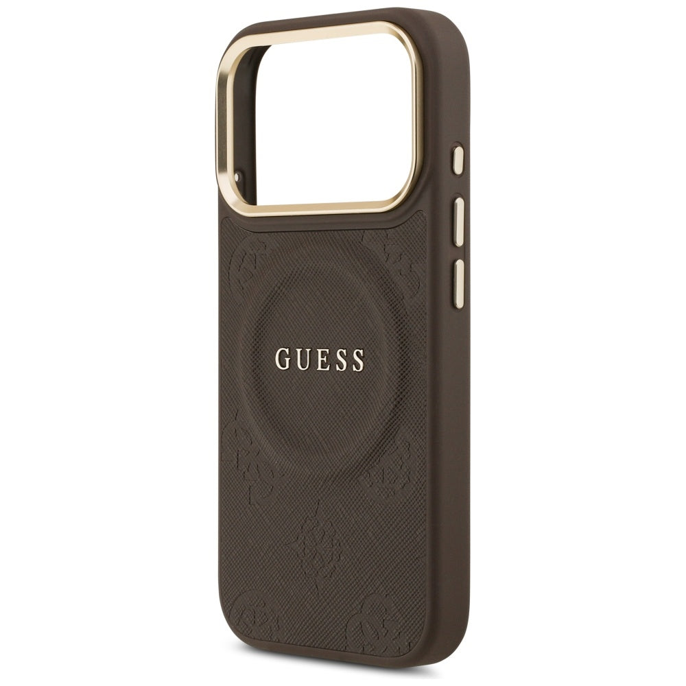 Θήκη MagSafe για Apple iPhone 18 Pro Max / 17 Pro Max, Guess, Saffiano Peony Ring, Καφέ