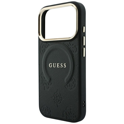 Θήκη MagSafe για Apple iPhone 18 Pro Max / 17 Pro Max, Guess, Saffiano Peony Ring, Μαύρο