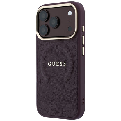 Θήκη MagSafe για Apple iPhone 18 Pro Max / 17 Pro Max, Guess, Saffiano Peony Ring, Βυσσινί