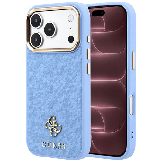 Θήκη MagSafe για Apple iPhone 18 Pro Max / 17 Pro Max, Guess, Saffiano Small 4G Classic, Bleu