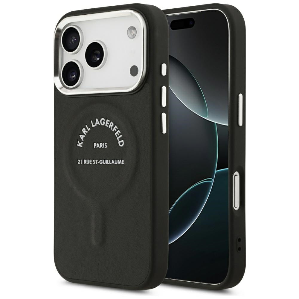Θήκη MagSafe για Apple iPhone 18 Pro Max / 17 Pro Max, Karl Lagerfeld, EMB. Δαχτυλίδι Karl RSG Logo, Μαύρο