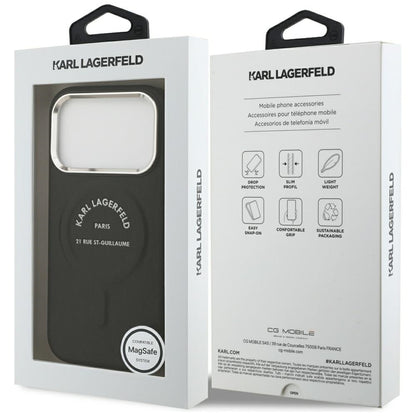 Θήκη MagSafe για Apple iPhone 18 Pro Max / 17 Pro Max, Karl Lagerfeld, EMB. Δαχτυλίδι Karl RSG Logo, Μαύρο