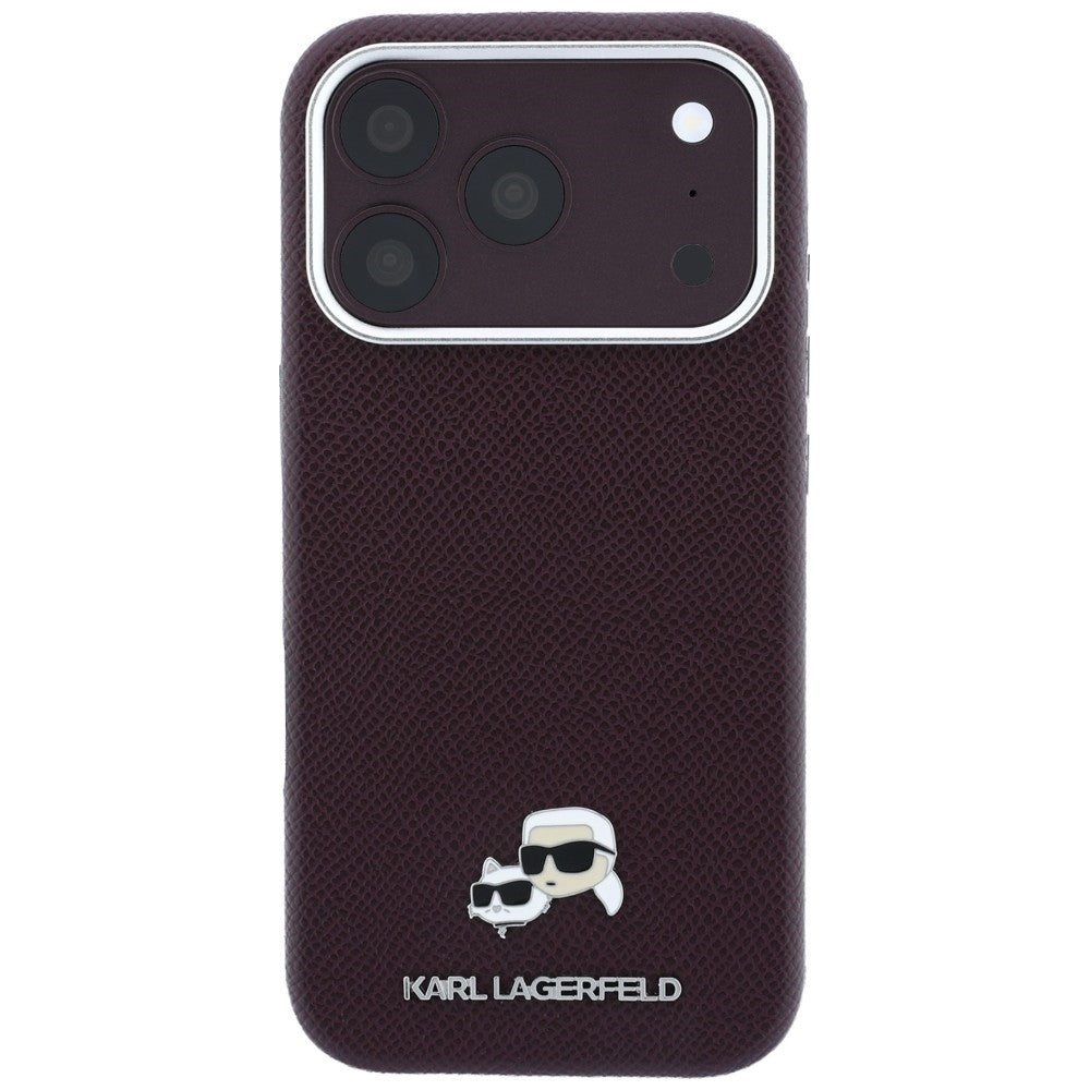 Θήκη MagSafe για Apple iPhone 18 Pro Max / 17 Pro Max, Karl Lagerfeld, Grained KC Heads, Βυσσινί