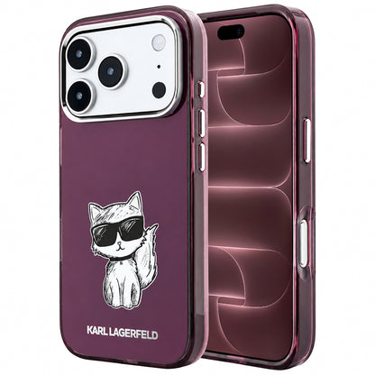 MagSafe Case for Apple iPhone 18 Pro Max / 17 Pro Max, Karl Lagerfeld, IML Choupette Body Sketch Print, Burgundy