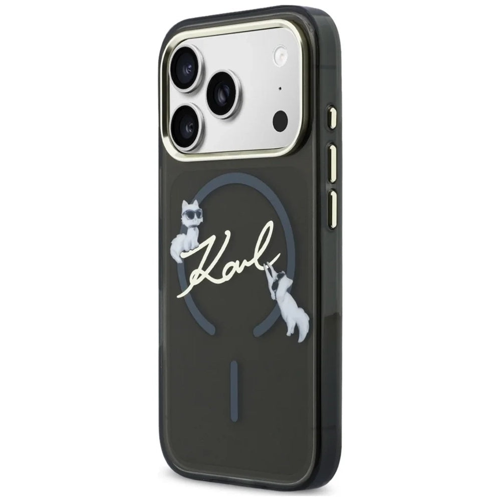 MagSafe Case for Apple iPhone 18 Pro Max / 17 Pro Max, Karl Lagerfeld, IML Choupette Karl Script Logo, Black