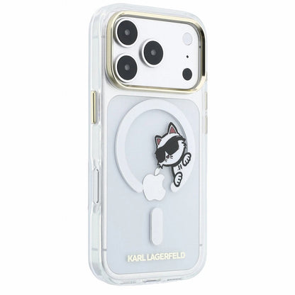 Θήκη MagSafe για Apple iPhone 18 Pro Max / 17 Pro Max, Karl Lagerfeld, IML Peekaboo Print και Μεταλλικό Πλαίσιο, Διαφανής