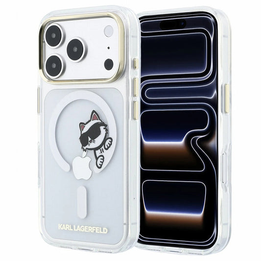 Θήκη MagSafe για Apple iPhone 18 Pro Max / 17 Pro Max, Karl Lagerfeld, IML Peekaboo Print και Μεταλλικό Πλαίσιο, Διαφανής
