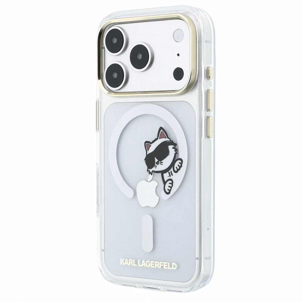 Θήκη MagSafe για Apple iPhone 18 Pro Max / 17 Pro Max, Karl Lagerfeld, IML Peekaboo Print και Μεταλλικό Πλαίσιο, Διαφανής