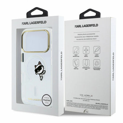 Θήκη MagSafe για Apple iPhone 18 Pro Max / 17 Pro Max, Karl Lagerfeld, IML Peekaboo Print και Μεταλλικό Πλαίσιο, Διαφανής