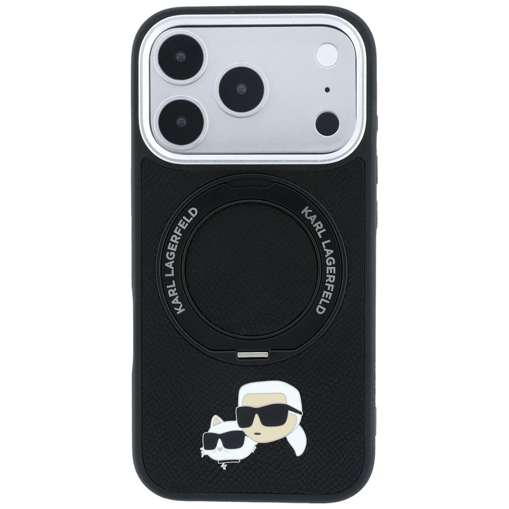 Θήκη MagSafe για Apple iPhone 18 Pro Max / 17 Pro Max, Karl Lagerfeld, Ring Stand 360 Karl & Choupette Pin, Μαύρο