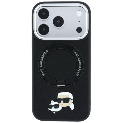 Θήκη MagSafe για Apple iPhone 18 Pro Max / 17 Pro Max, Karl Lagerfeld, Ring Stand 360 Karl & Choupette Pin, Μαύρο