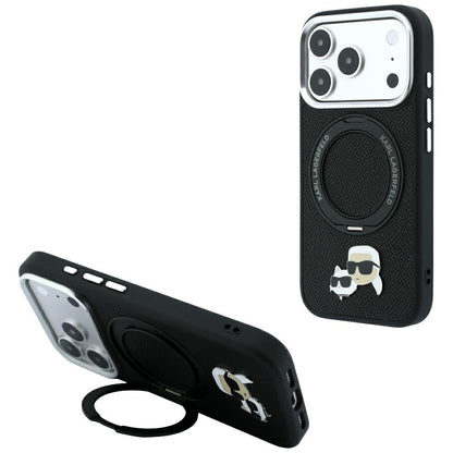 Θήκη MagSafe για Apple iPhone 18 Pro Max / 17 Pro Max, Karl Lagerfeld, Ring Stand 360 Karl & Choupette Pin, Μαύρο