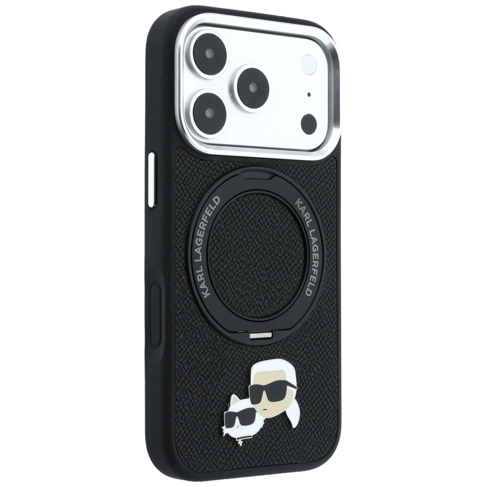 Θήκη MagSafe για Apple iPhone 18 Pro Max / 17 Pro Max, Karl Lagerfeld, Ring Stand 360 Karl & Choupette Pin, Μαύρο