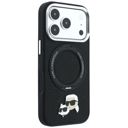 Θήκη MagSafe για Apple iPhone 18 Pro Max / 17 Pro Max, Karl Lagerfeld, Ring Stand 360 Karl & Choupette Pin, Μαύρο