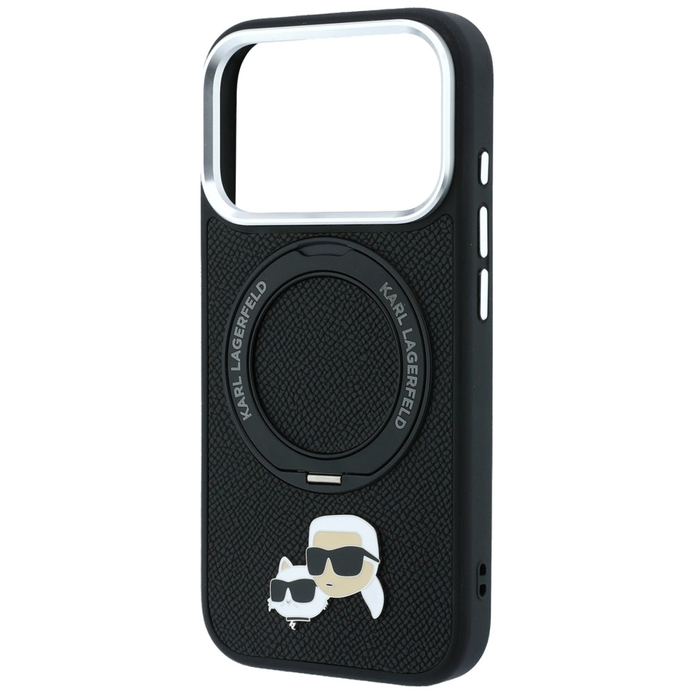 Θήκη MagSafe για Apple iPhone 18 Pro Max / 17 Pro Max, Karl Lagerfeld, Ring Stand 360 Karl & Choupette Pin, Μαύρο