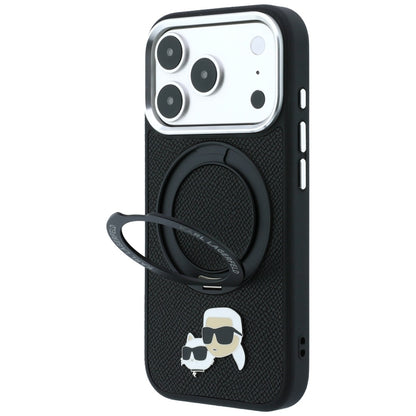 Θήκη MagSafe για Apple iPhone 18 Pro Max / 17 Pro Max, Karl Lagerfeld, Ring Stand 360 Karl & Choupette Pin, Μαύρο