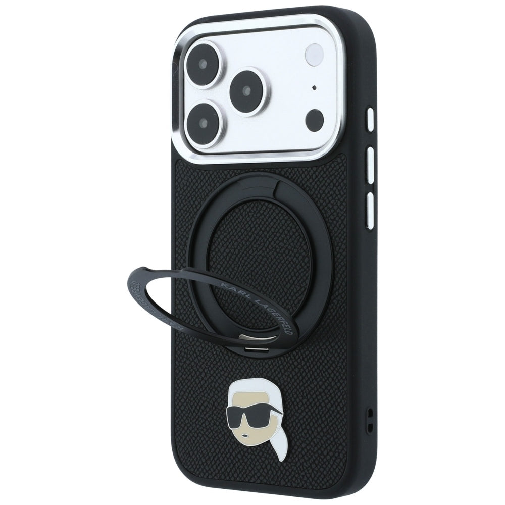 Θήκη MagSafe για Apple iPhone 18 Pro Max / 17 Pro Max, Karl Lagerfeld, Ring Stand 360 Karl Pin, Μαύρη
