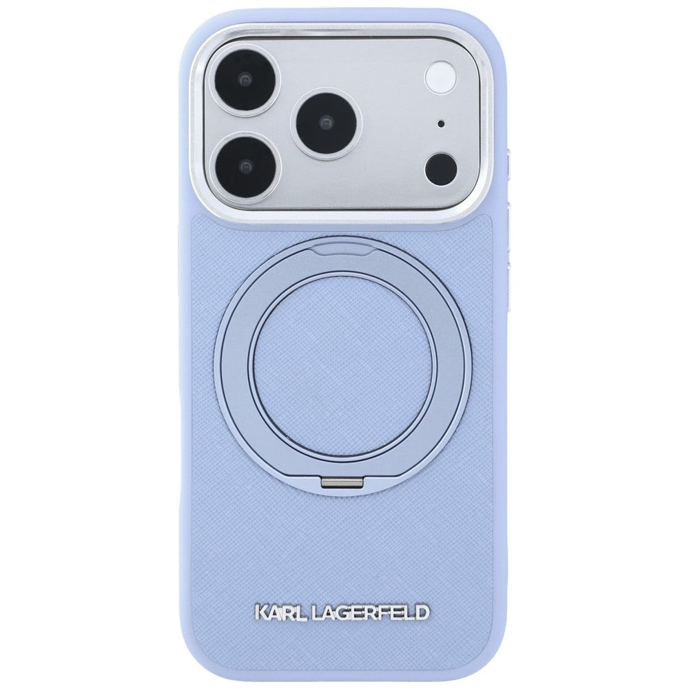 MagSafe Case for Apple iPhone 18 Pro Max / 17 Pro Max, Karl Lagerfeld, Ring Stand 360 Saffiano, Blue