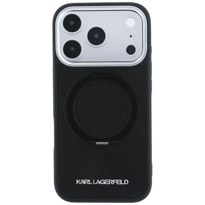 Θήκη MagSafe για Apple iPhone 18 Pro Max / 17 Pro Max, Karl Lagerfeld, Ring Stand 360 Saffiano, Μαύρο